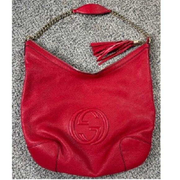 Authentic Gucci Soho red pebbled calf skin leather shoulder bag - Picture 1 of 16